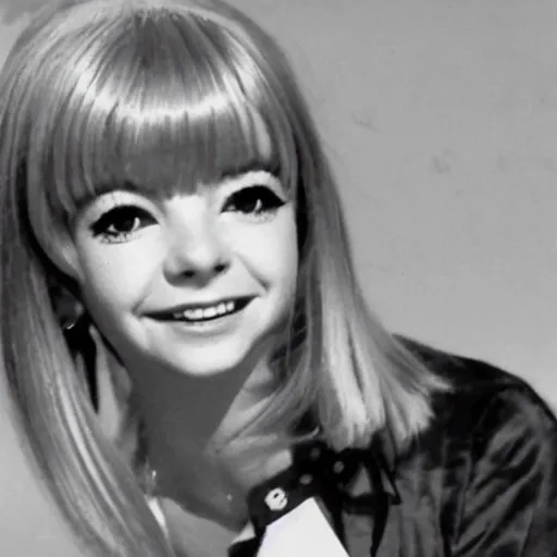 Prompt: still of France Gall in a 1960s shoujo anime, cel animation