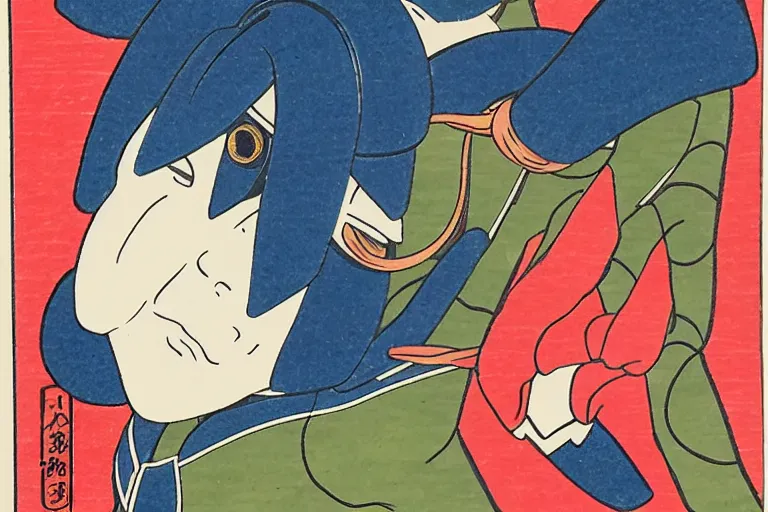 Prompt: Ukiyo-e style Kamen Rider