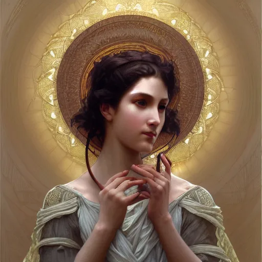 Prompt: portrait of the divine creator, intricate, elegant, highly detailed, digital painting, artstation, concept art, smooth, sharp focus, illustration, art by artgerm and greg rutkowski and alphonse mucha and william - adolphe bouguereau