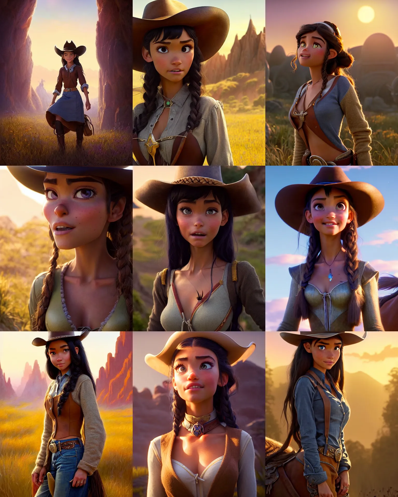 Prompt: weta disney pixar movie still portrait photo of madison beer : : as cowgirl woman by pixar : : by weta, greg rutkowski, wlop, ilya kuvshinov, rossdraws, artgerm, marvel, maxim magazine cover, rave otufit, unreal engine, sweaty, iridescent, bright morning, anime, : :