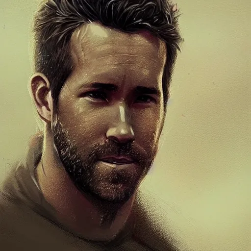 Image similar to “ portrait of ryan reynolds by greg rutkowski, young, attractive, highly detailed portrait, scifi, digital painting, artstation, concept art, smooth, sharp foccus ilustration, artstation hq ”