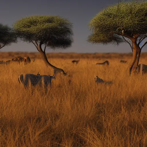 Image similar to 8 k hd detailed octane render of the wild african savannah