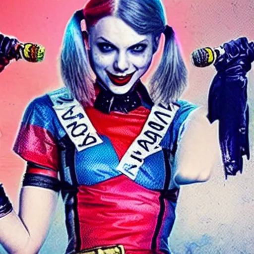 Image similar to taylor swift as harley quinn from suicide squad