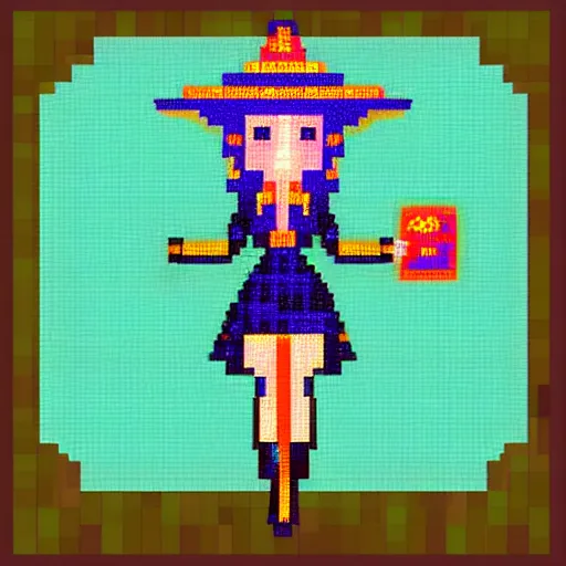 Image similar to magic witch, pixel art,