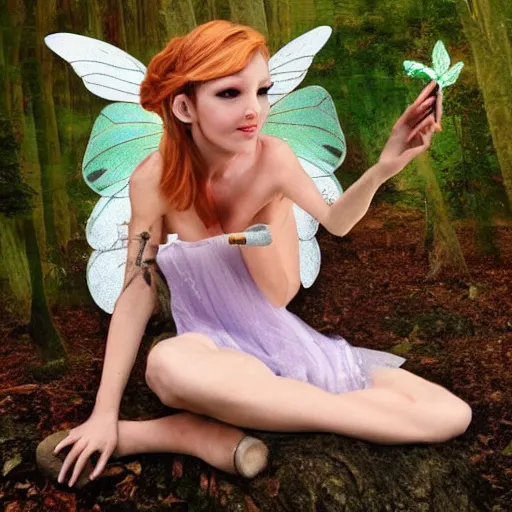 Image similar to fairy finds a cigarette