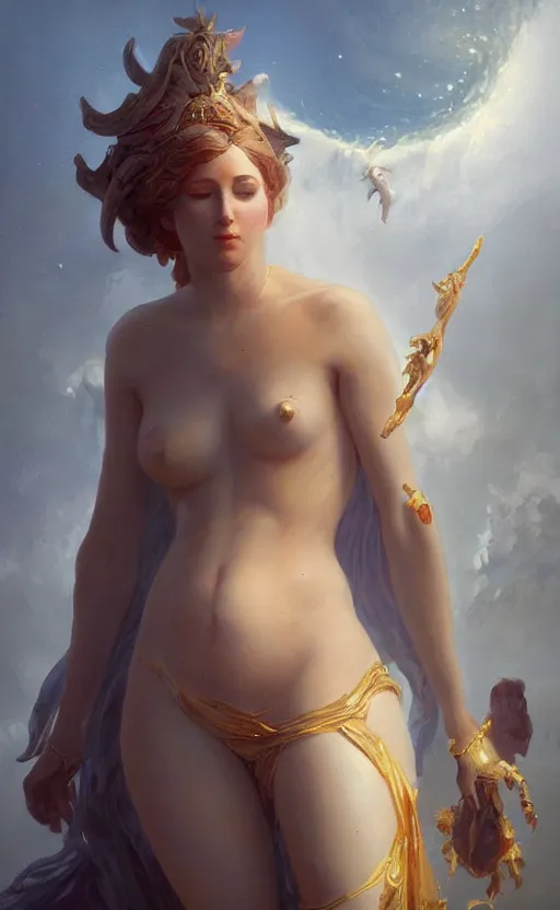 Image similar to a painting of the goddess venus trending on artstation in the style of greg rutkowski