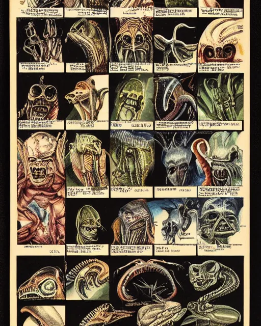 Image similar to vintage manual of alien species, 8k