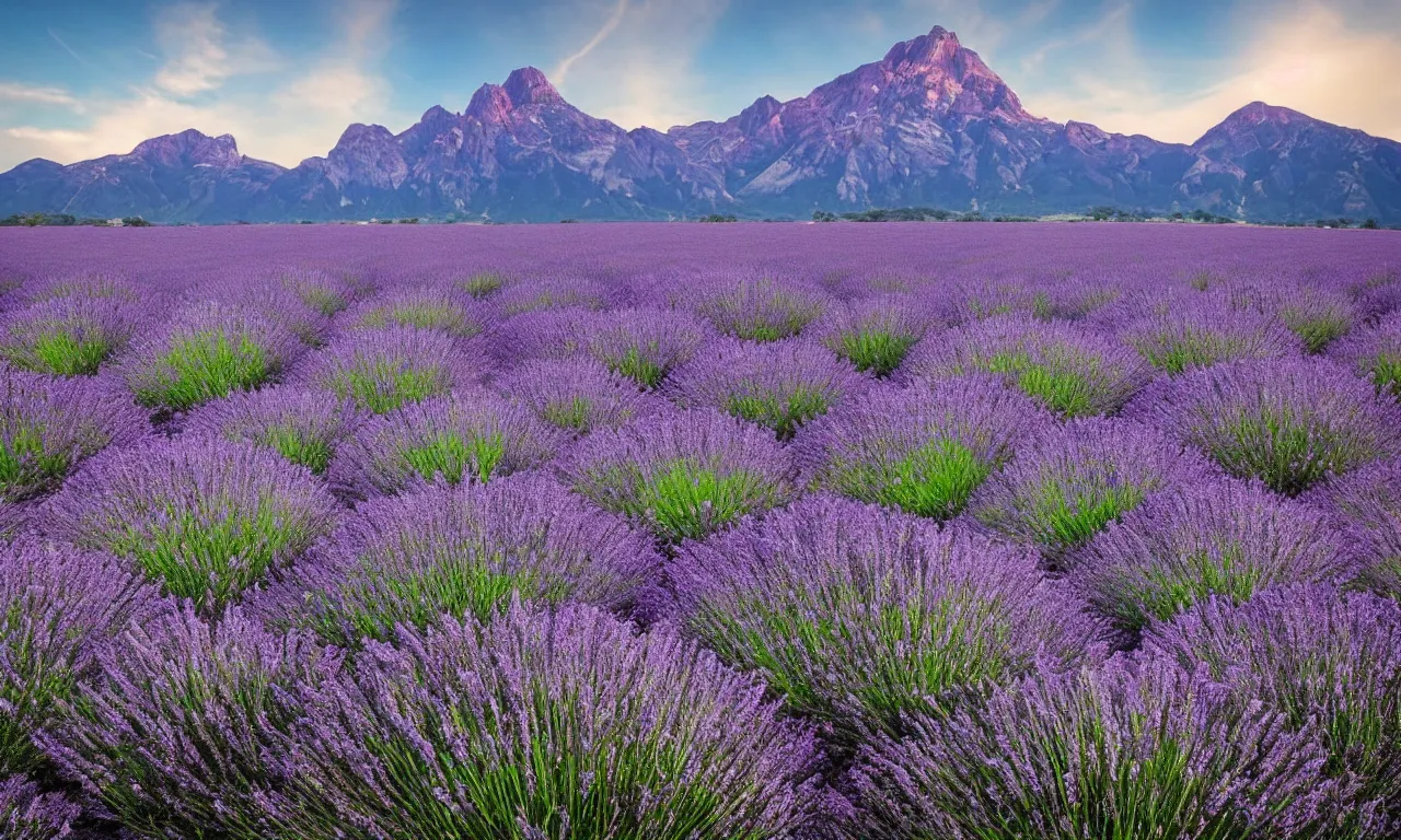 Lavender fields Wallpaper 4K, Purple, Foggy, Landscape, Tree