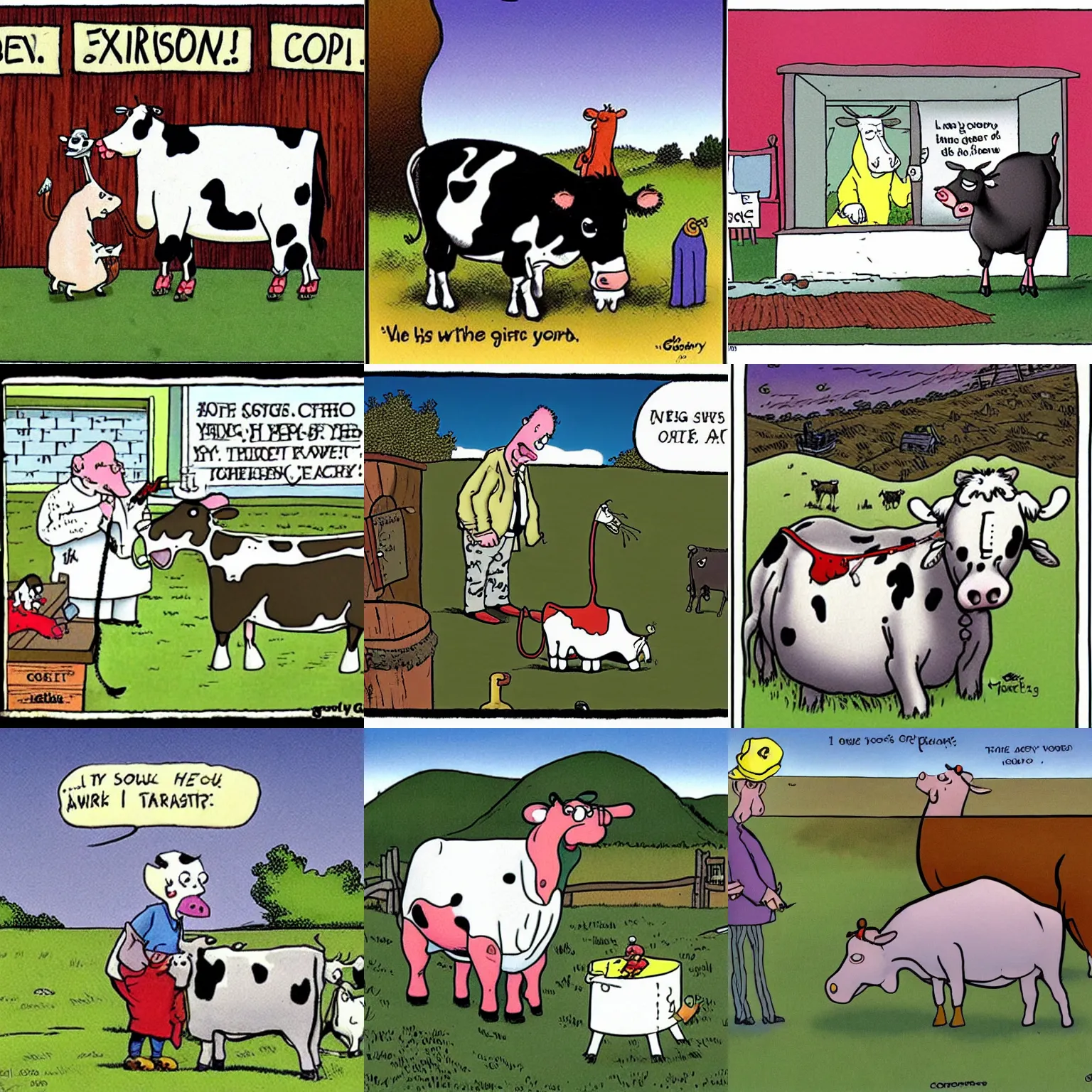 Prompt: a cow cartoon by Gary Larson