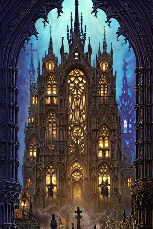 Prompt: intricate detailed Gothic Architecture Surrounded by a Cemetery of Grave Stones and Ghosts james gurney,dan luvisi,Petros Afshar,tim hildebrandt,liam wong,Mark Riddick,thomas kinkade,ernst haeckel,dan mumford,trending on artstation,josephine wall, WLOP ,cgsociety by Gediminas Pranckevicius, trending on cgsociety and DeviantArt