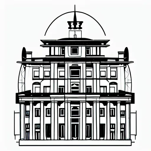 Image similar to an architectural dream, line vector art