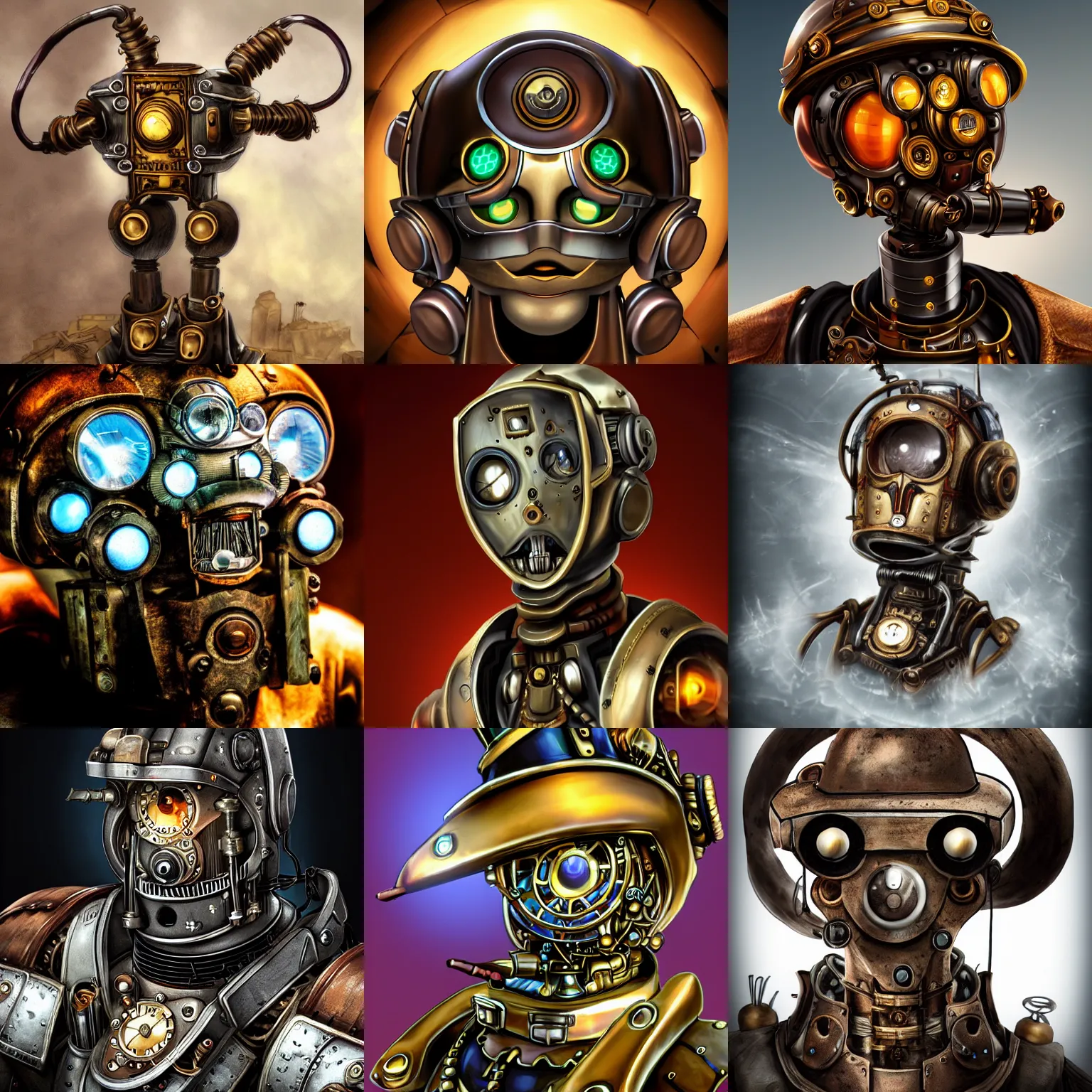 Prompt: < photo hd notes = wowomg > incredibly stunning headshot of minmax the immortal steampunk robot < / photo >