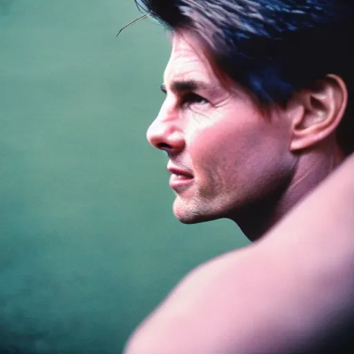 Prompt: photo of tom cruise with blue spiky hair, cinestill, 8 0 0 t, 3 5 mm, full - hd