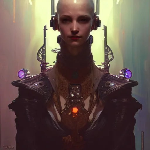 Image similar to cyberpunk conehead, fantasy, d & d, intricate, detailed, by by alphonse mucha, adolfo hohenstein, alice russell glenny, stanley artgerm lau, greg rutkowski, detailed, trending on artstation, trending on artstation, smooth