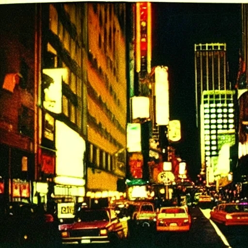 Image similar to Beautiful colored-photo cameraphone 1988 soft Photograph of New York city a night