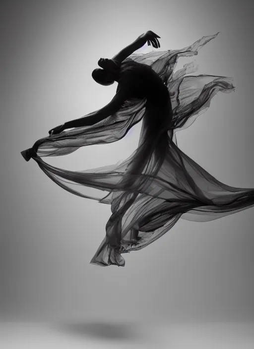 Image similar to a Photorealistic dramatic hyperrealistic render of a beautiful Female smoke dancer by Ken Brower and Deborah Ory of NYC Dance project,Lois Greenfield,Flowing cloth and smoke,Beautiful dynamic dramatic dark moody lighting,volumetric,shadows,cinematic atmosphere,Octane render,8K