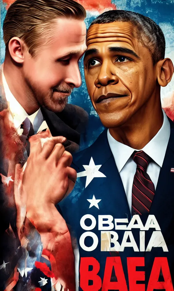 Prompt: Poster for a movie called Obama featuring Ryan Gosling as Obama