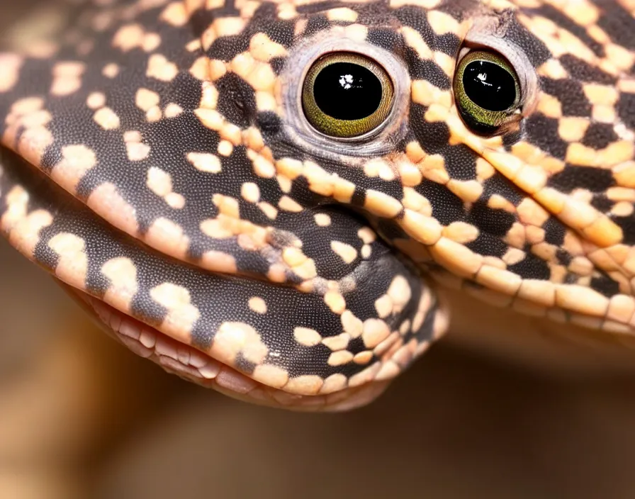 Prompt: Close up photo of a young New Zealand pink gecko tortoise looking at the camera, cute, nature photography, National Geographic, 4k, award winning photo
