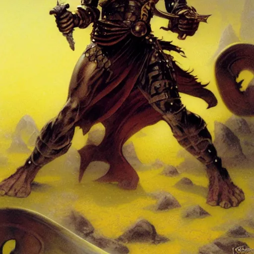 Image similar to ( ( ( quarter length portrait of a gaunt noseless yellow - skinned bald githyanki warrior in a breastplate, wielding a magical silver greatsword ) ) ), greg rutkowski, frank frazetta, alexandre chaudret, boris vallejo, michael whelan, miro petrov, magali villeneuve, donato giancola, d & d