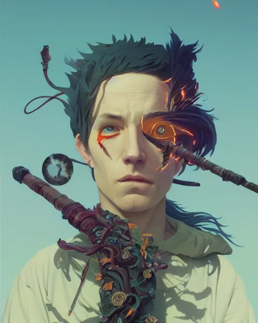 Image similar to highly detailed surreal vfx portrait of a nowpunk ninja, stephen bliss, unreal engine, greg rutkowski, loish, rhads, beeple, makoto shinkai and lois van baarle, ilya kuvshinov, rossdraws, tom bagshaw, alphonse mucha, global illumination, detailed and intricate environment