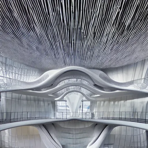 Image similar to extremely detailed stunning beautiful futuristic museum interior by Zaha Hadid