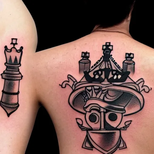 chess pawn with a crown tattoo, Stable Diffusion