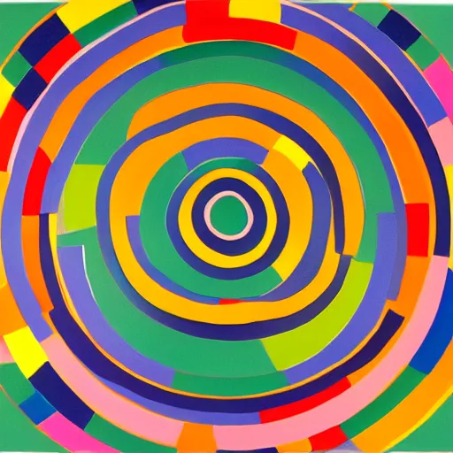 Prompt: rubber duck painting in the style of frank stella, concentric circles, minimalist, very colorful