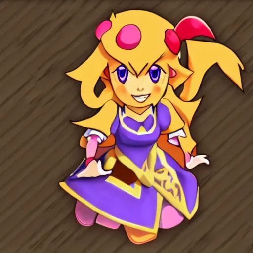 Prompt: screenshot of Princess Peach in Zelda style, HD, pixiv