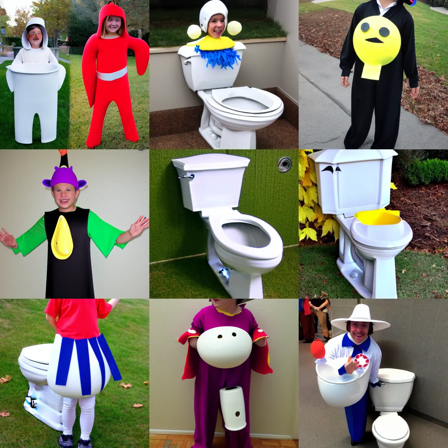 Prompt: toilet bowl costume