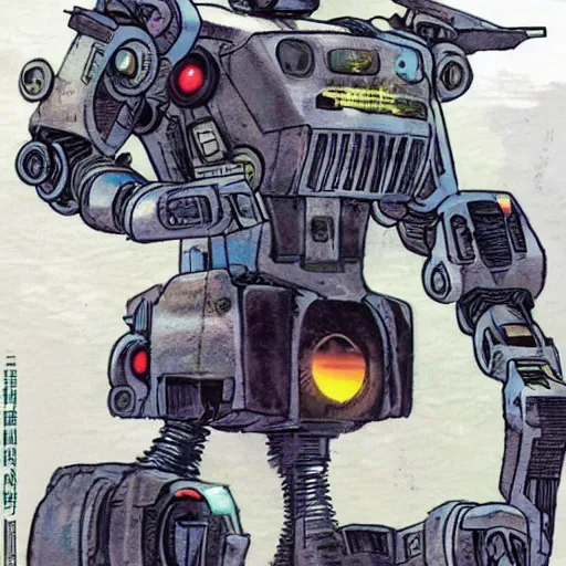 Image similar to masamune shirow and Sergio Bleda and Jérémy Petiqueux and Alex Maleev artwork of a retro robot mecha dog