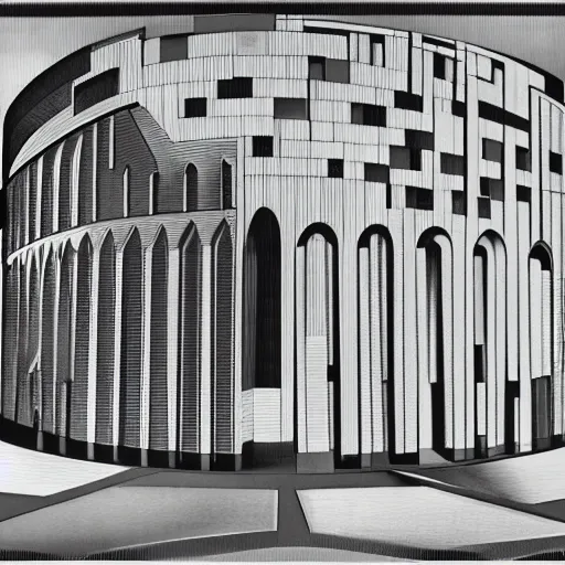 Image similar to cubic colosseum, futurism in the style of gerardo dottori