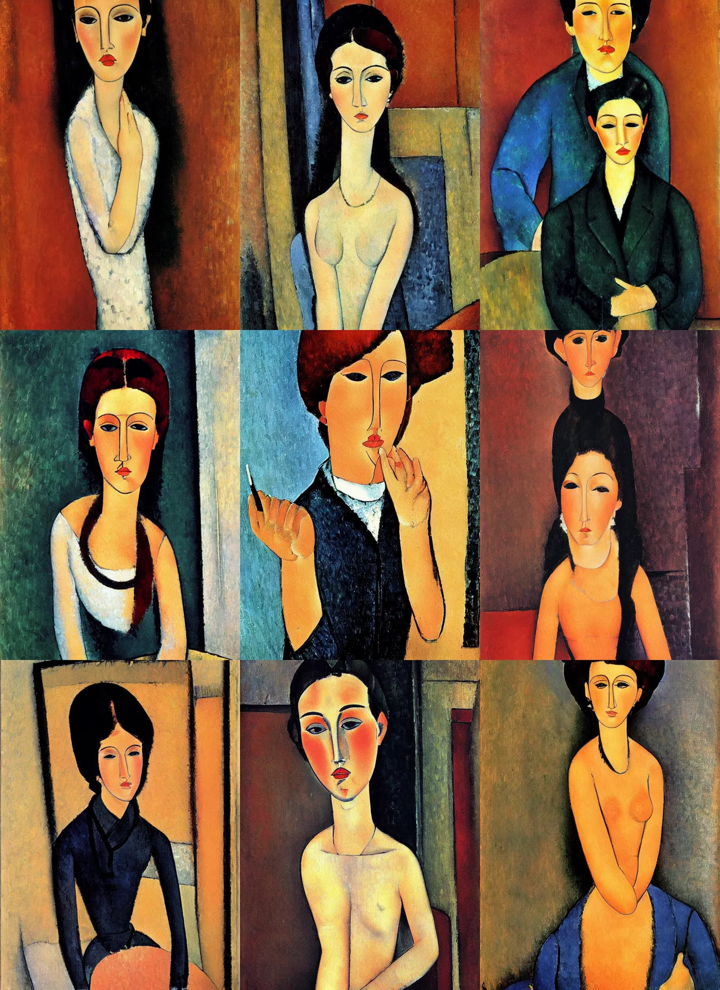 Prompt: painting by modigliani