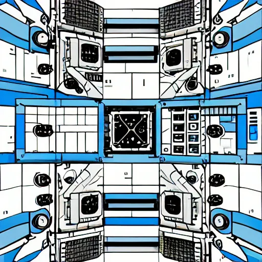 Prompt: space station, blocky panels