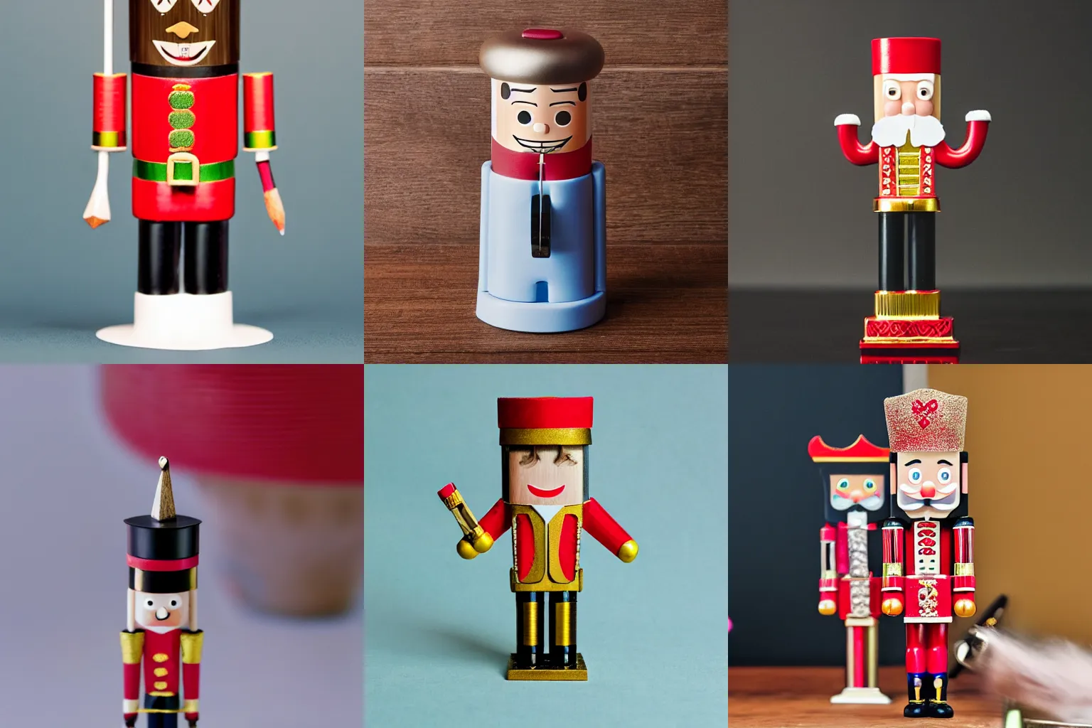 Prompt: a pencil sharpener in the style of a nutcracker, product photo