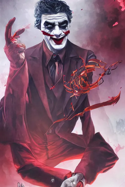 Image similar to jean - luc melenchon as a joker, realistic, high definition, 4 k, shimmering color, hyper detailed, art of greg rutkowski and magali villeneuve and artgerm