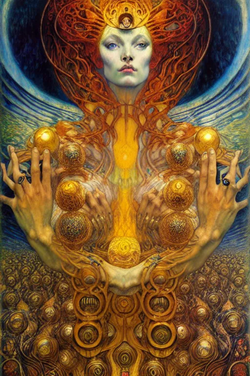 Image similar to Divine Chaos Engine by Karol Bak, Jean Delville, William Blake, Gustav Klimt, and Vincent Van Gogh, symbolist, visionary