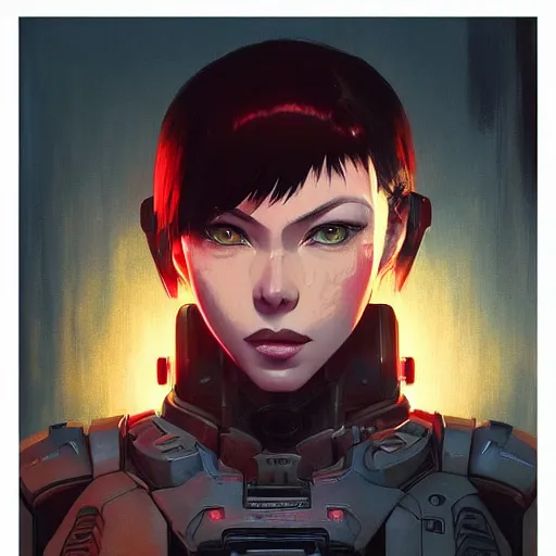 Image similar to Doom Slayer, realistic shaded perfect face, fine details. Anime. realistic shaded lighting poster by Ilya Kuvshinov katsuhiro otomo ghost-in-the-shell, magali villeneuve, artgerm, Jeremy Lipkin and Michael Garmash, Rob Rey and Kentarõ Miura style, trending on art station