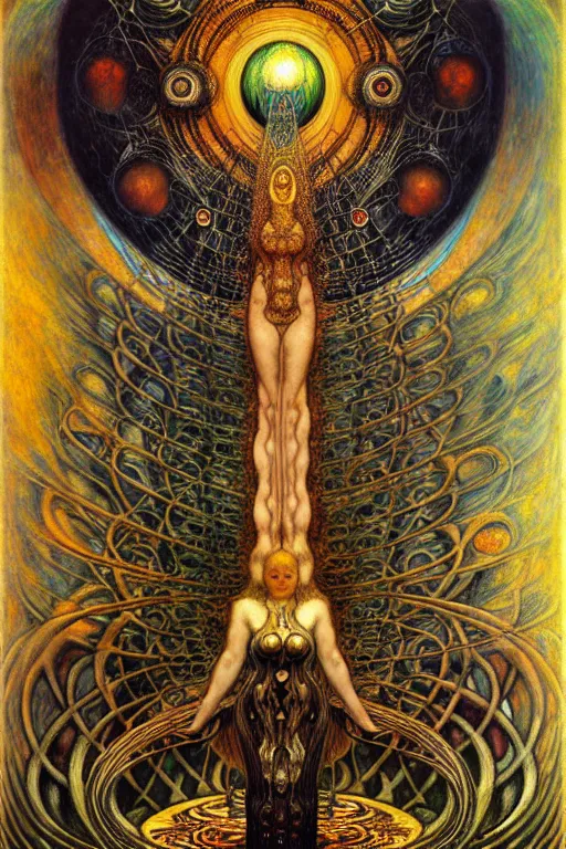 Image similar to Divine Chaos Engine by Karol Bak, Jean Delville, William Blake, Gustav Klimt, and Vincent Van Gogh, symbolist, visionary