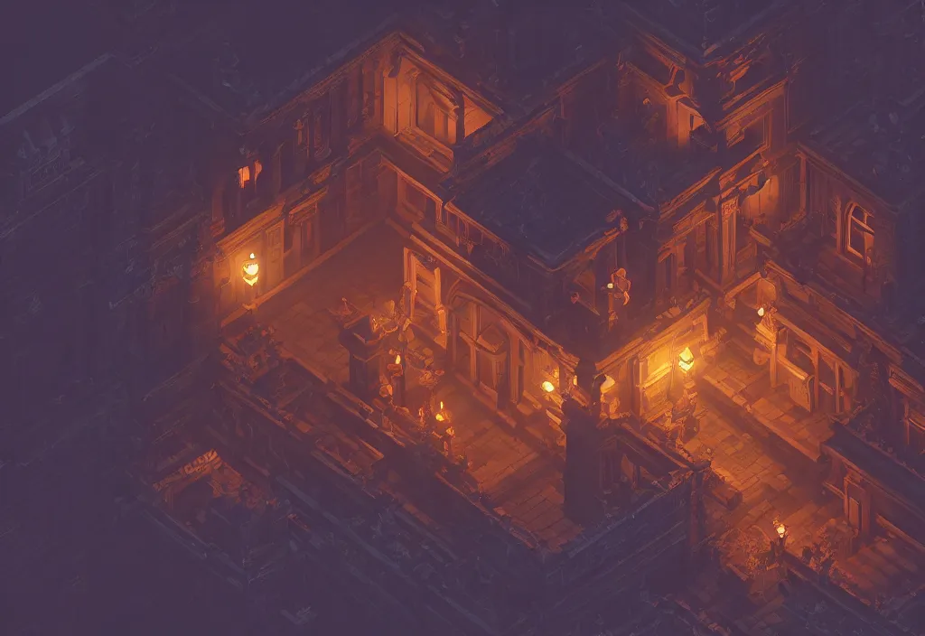 Image similar to isometric magicavoxel Bloodborne haven cinematic lighting, 4k