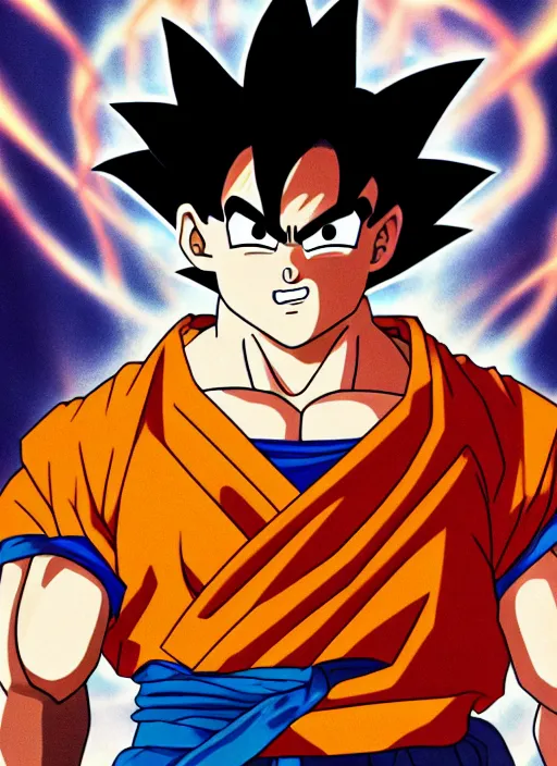 Image similar to a full portrait photo of son goku, f / 2 2, 3 5 mm, 2 7 0 0 k, lighting, perfect faces, award winning photography.