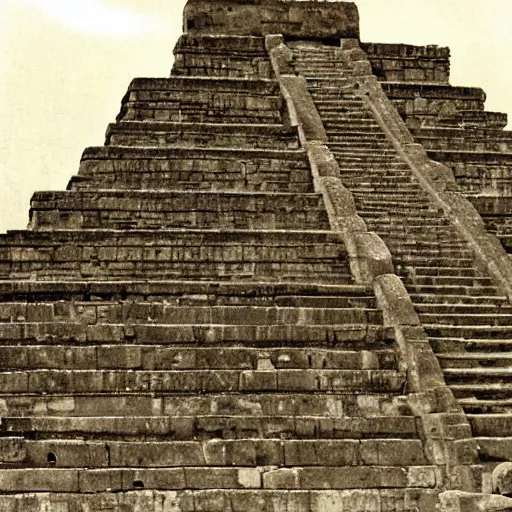 Prompt: Ancient photograph of an Aztec temple cult n 4