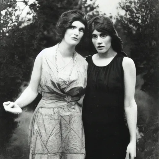 Image similar to a portrait of two beautiful 3 0 year old sisters in a scenic environment by edward steichen