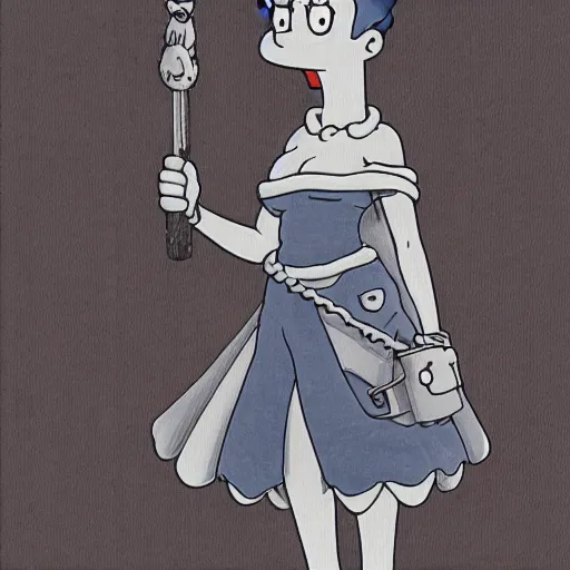 Image similar to marge simpson from berserk anime drawn by kentaro miura and eiichiro oda