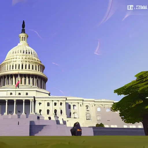 Prompt: the us capitol being attacked in fortnite, 3 d model, unreal engine 4