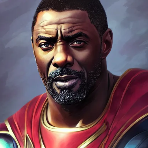 Prompt: semi realistic anime illustration of Idris Elba as a god of thunder, with beautiful hyperdetailed eyes, facing camera directly, full face portrait made by Stanley Artgerm, WLOP, Rossdraws, James Jean Andrei Riabovitchev, Marc Simonetti, Yoshitaka Amano, Artstation