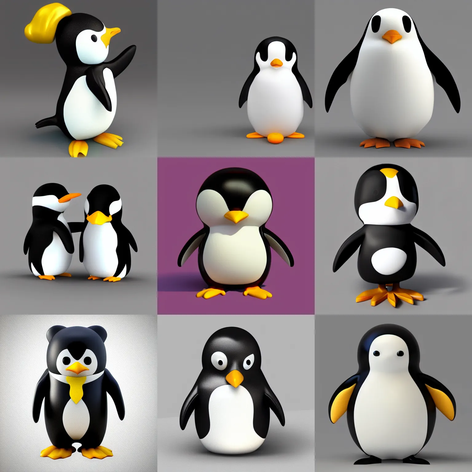 Prompt: cute 3d render of penguin by sanrio