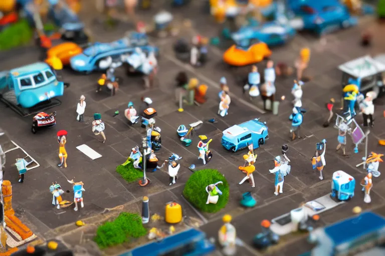 Prompt: miniature figurines of the jetsons, tilt shift, product photography