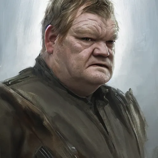 Prompt: portrait of a man by greg rutkowski, he looks like brendan gleeson, wearing the military fatigues of the corellian confederation, star wars expanded universe, he is about 5 0 years old, highly detailed portrait, digital painting, artstation, concept art, smooth, sharp foccus ilustration, artstation hq