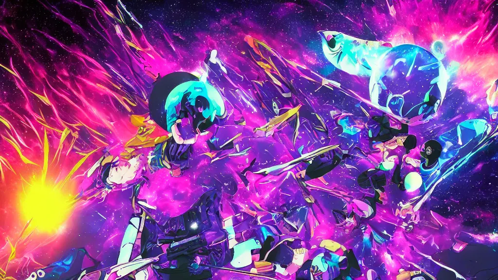 Image similar to dark matter, trippy, souldust, nebula, 80s anime, 8k sharp details