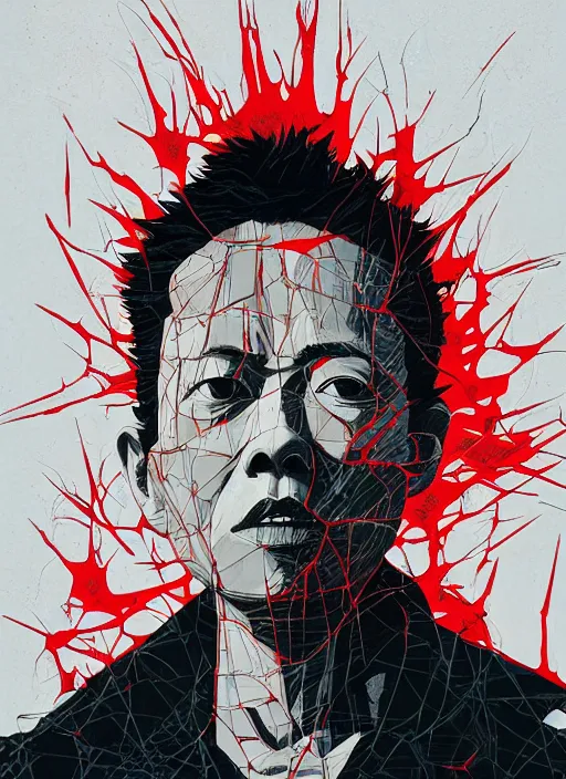 Image similar to portrait of tetsuo from akira, by sachin teng, organic, cables, matte painting, geometric shapes, hard edges! graffiti, street art